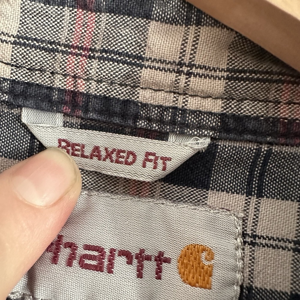 Carhartt Relaxed Fit  Long Sleeve Cotton Button Down Plaid‎ Work Shirt Men's Med - Picture 8 of 16
